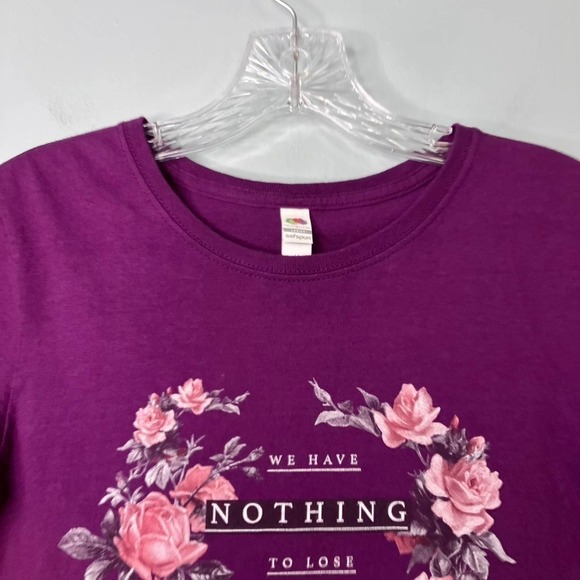 WE Have Nothing to Lose & A World to See Purple Statement T-Shirt Women's Size M - Picture 6 of 15